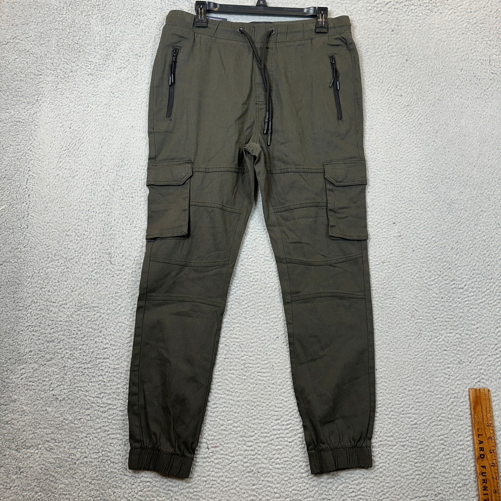 NEW PD&C Cargo Joggers Mens Medium Olive Green Stretch Twill Slim Fit Pockets